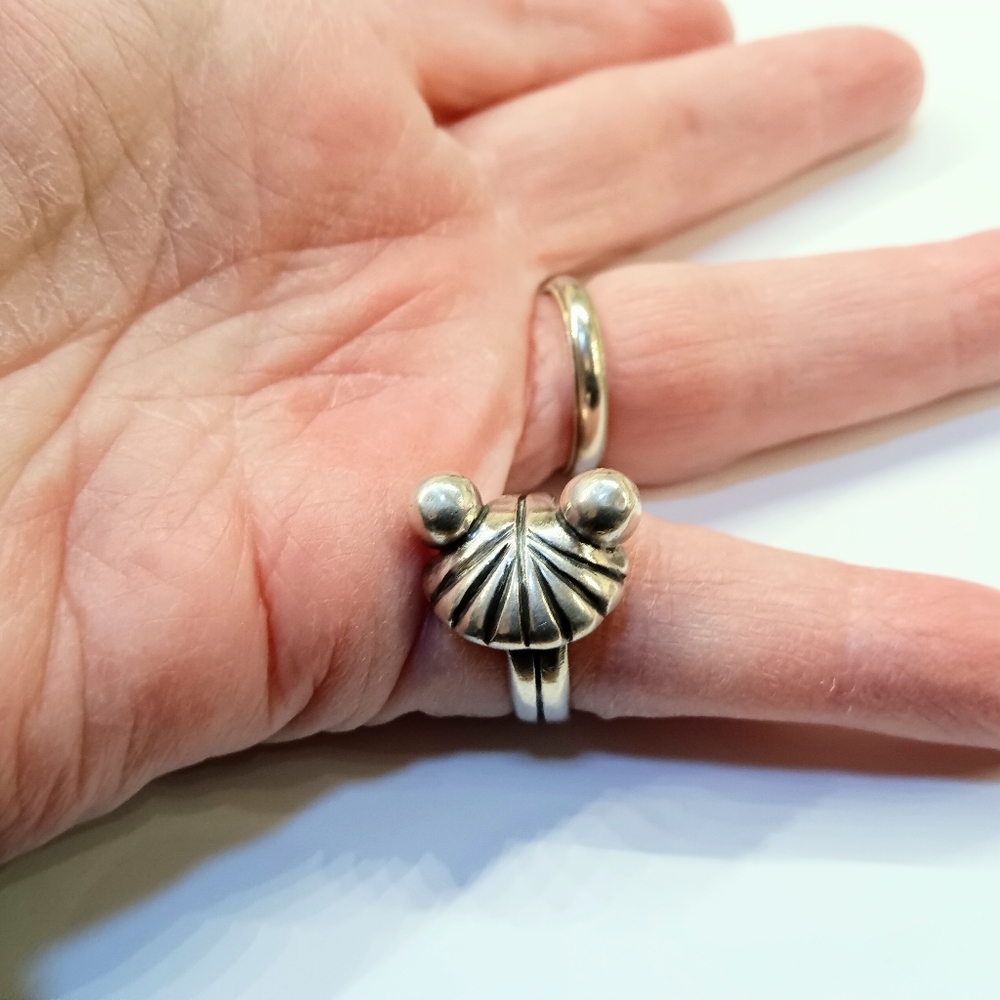 TAXCO 980 Sterling Silver Frog Ring 5 1/2 - Picture 2 of 3
